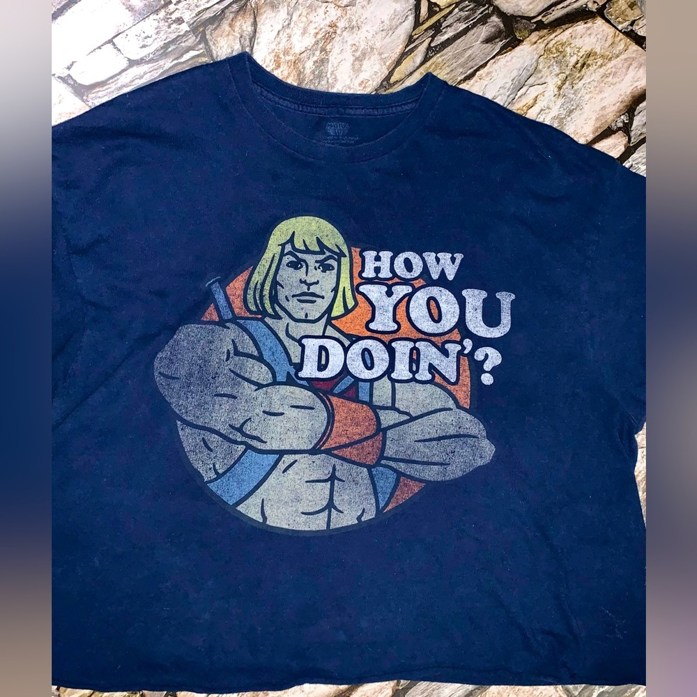 Women’s XL cropped He-Man tee